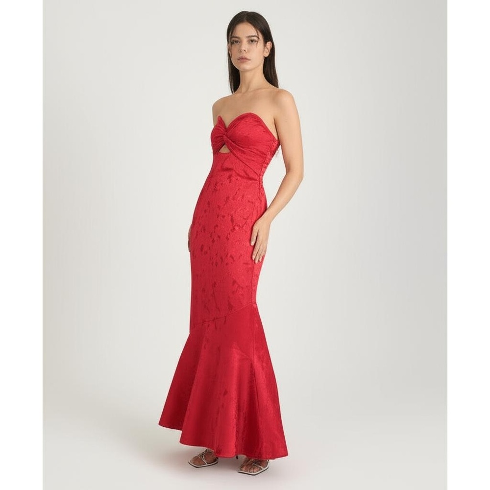 Shoshanna Midnight Dress High Low Red Strapless Twisted Bodice Size 2